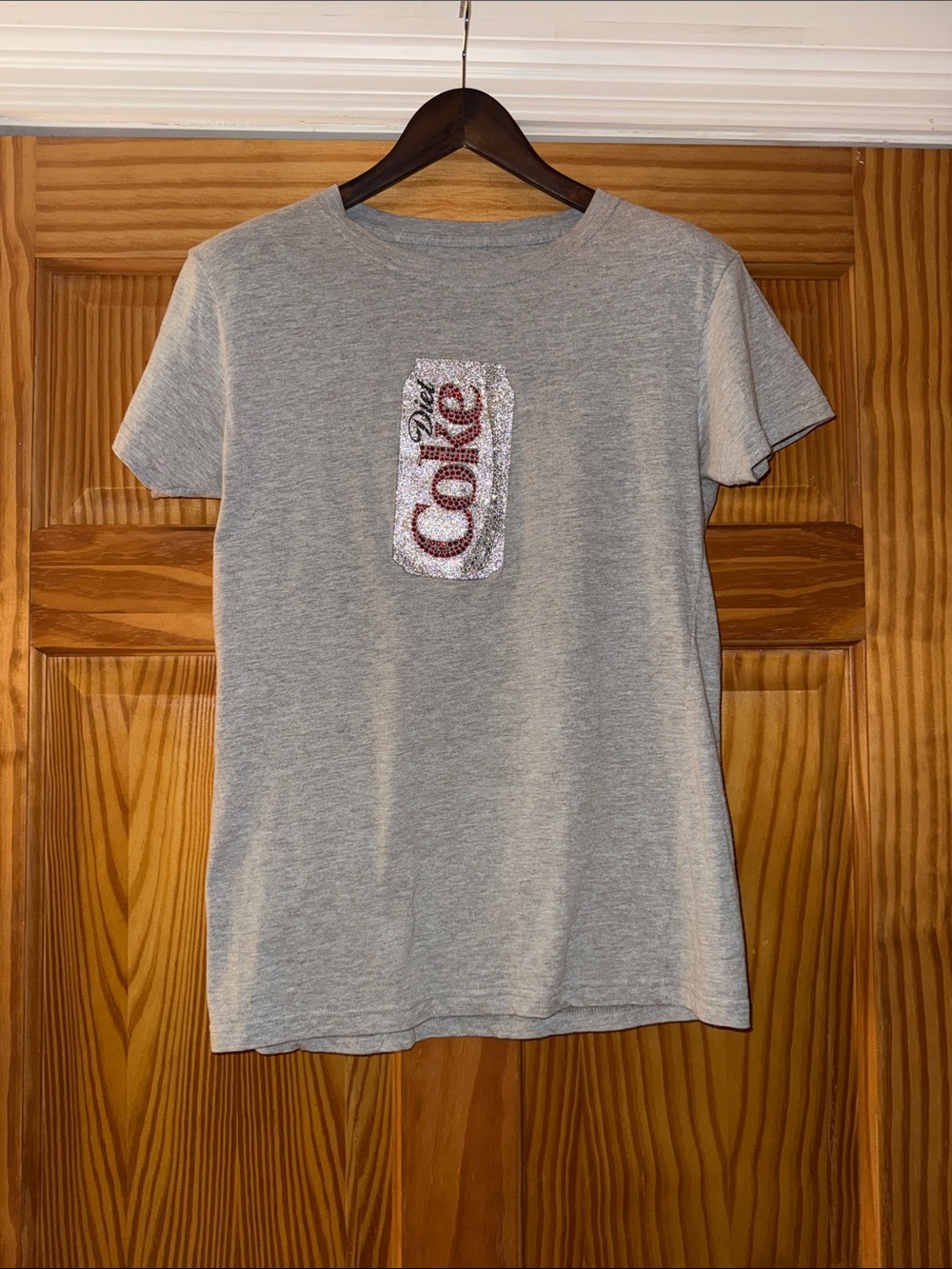 Grey Diet Coke Tee with Rhinestones logo size xl